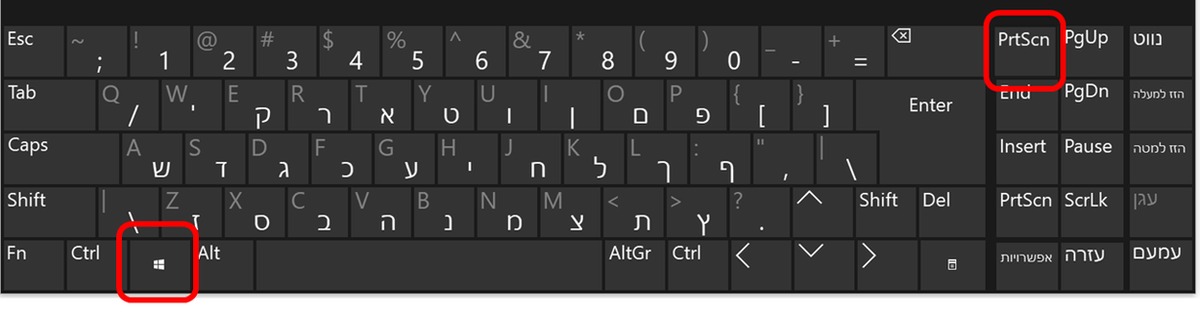 צילום מסך מחשב בכפתור מקלדת